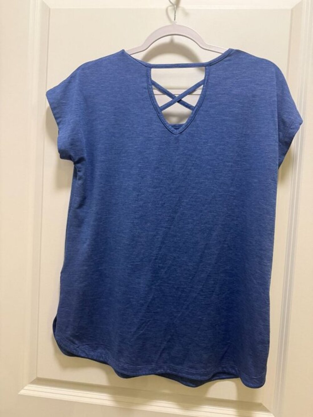 Tuff Athletics Blue Criss-Cross Back Activewear T-Shirt Sz S
